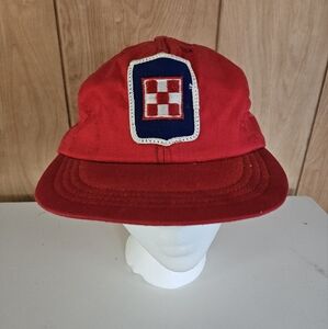 Vintage Purina Checkerboard Patch Snapback Hat In Red OSFA Made In the USA